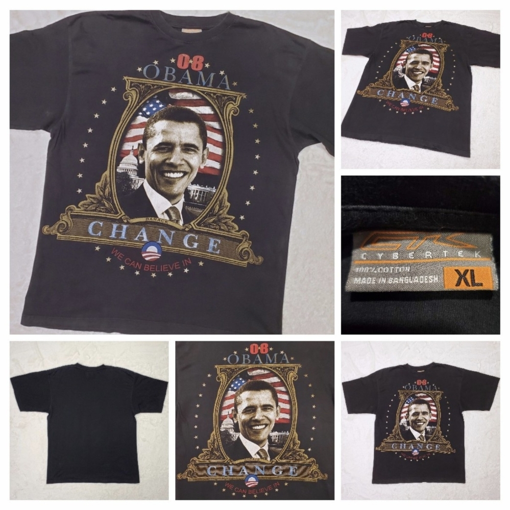 2008 BARACK OBAMA CHANGE WE CAN BELIEVE IN T SHIRT OVERSIZED GRAPHIC XL EUC